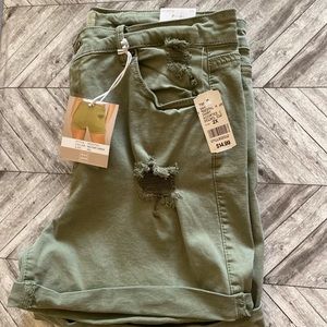 Olive Distressed Shorts